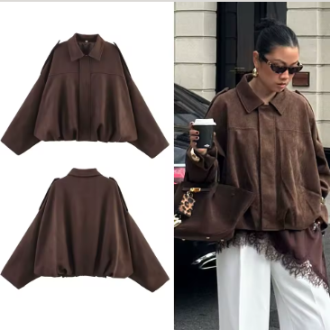 Abrigo holgado gamuza