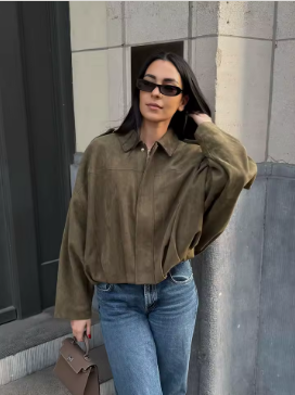 Abrigo holgado gamuza