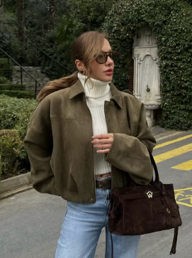 Abrigo holgado gamuza